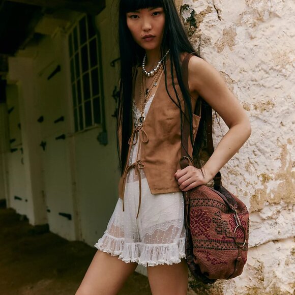 FREE PEOPLE We The Free Talia Shoulder Bag In Distressed Brown NWT - Picture 1 of 9